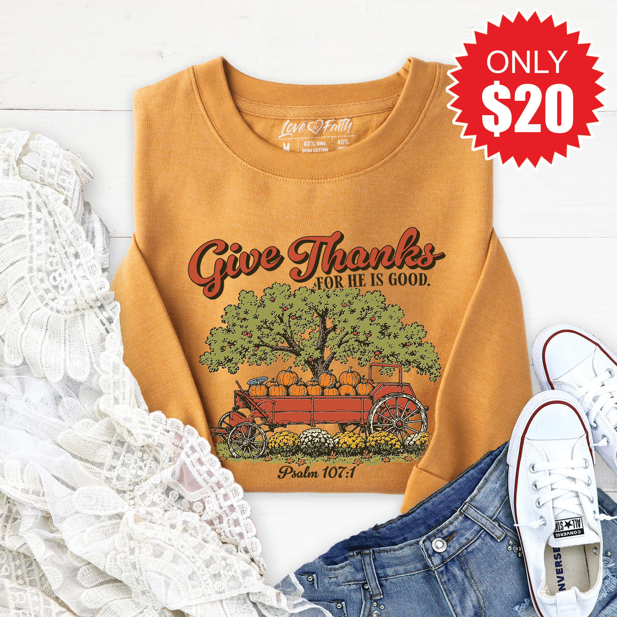 Give Thanks Sweatshirt - Heather Toast - 20 product image 1