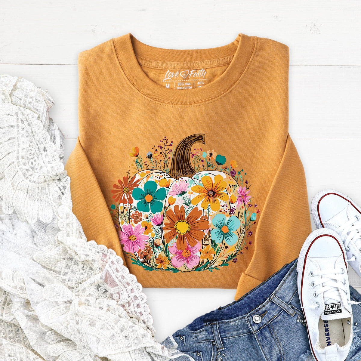 Pumpkin Boho Floral Sweatshirt product image 1