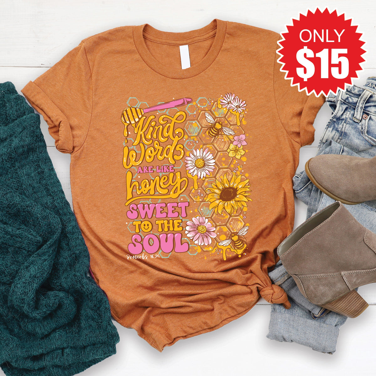 Kind Words Are Like Honey Tee - Heather Autumn - 15 product image 1