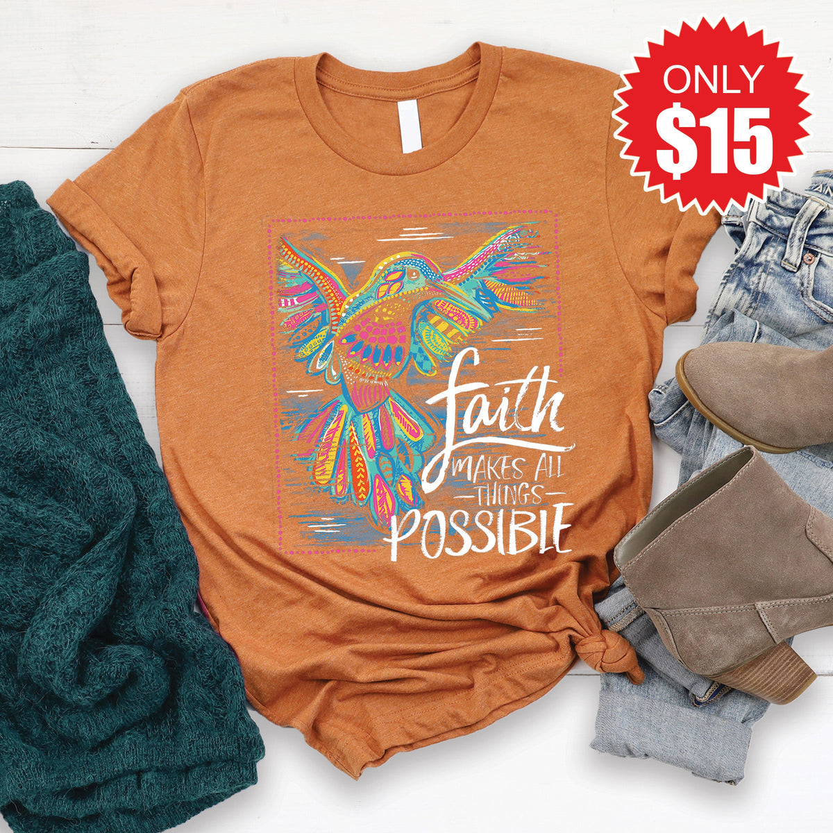 Faith Hummingbird Tee - Heather Autumn - 15 product image 1