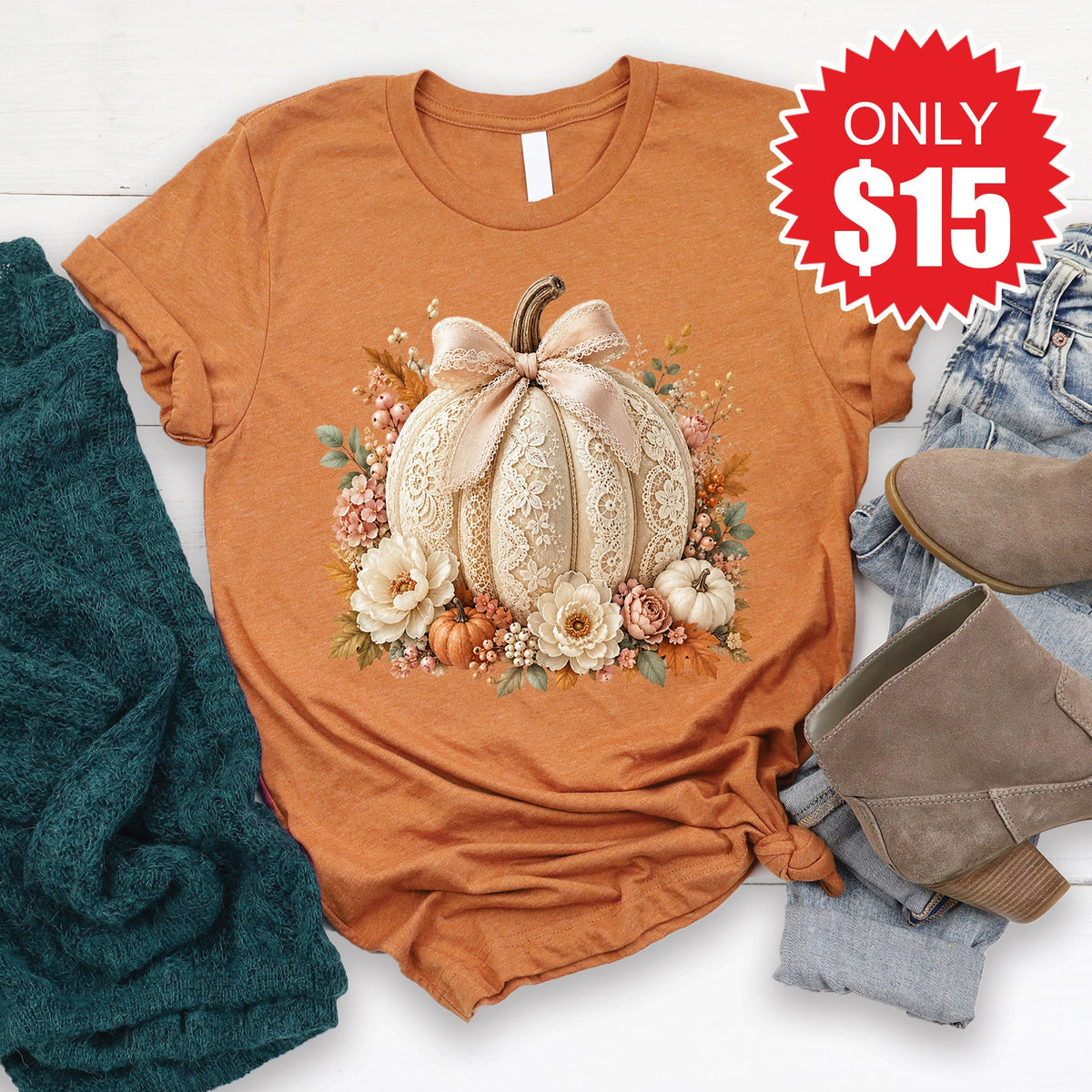 Pumpkin Lace Tee - Heather Autumn - 15 product image 1