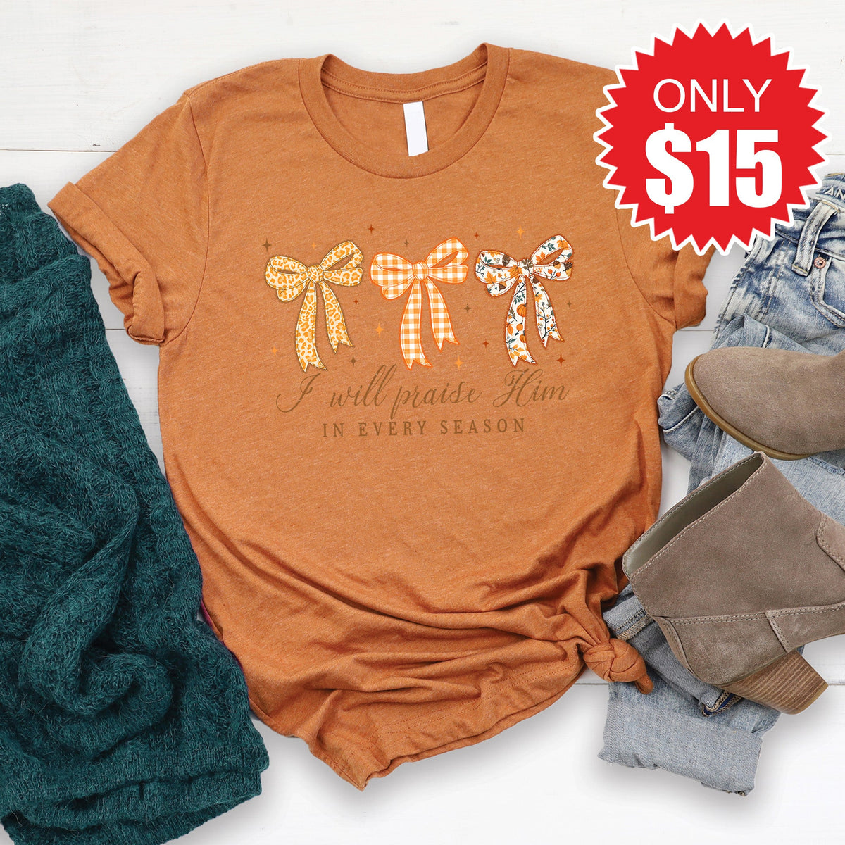 I Will Praise Him Tee - Heather Autumn - 15 product image 1