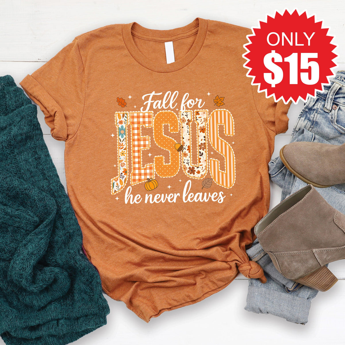 Fall For Jesus Tee - Heather Autumn - 15 product image 1