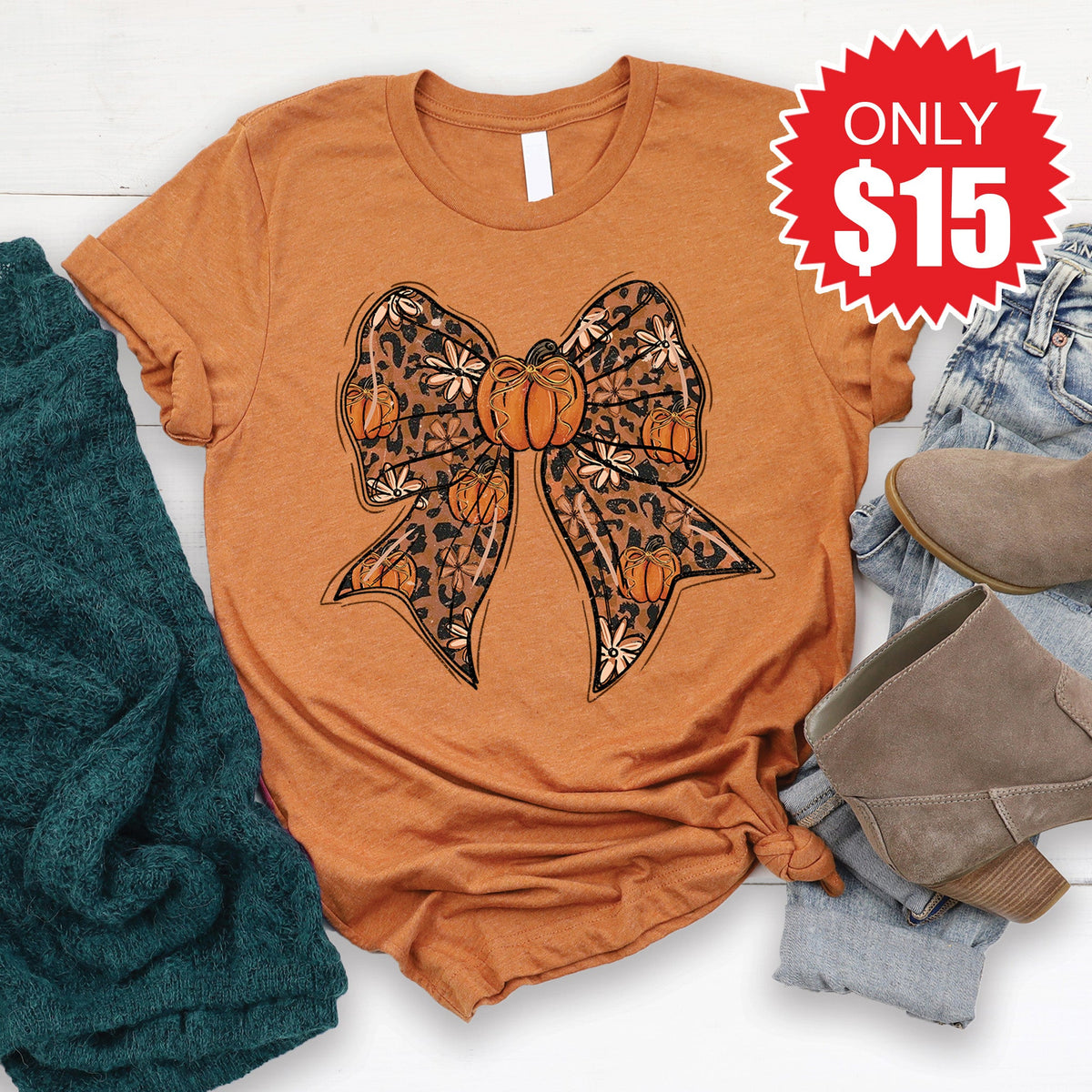 Pumpkin Bow Tee - Heather Autumn - 15 product image 1