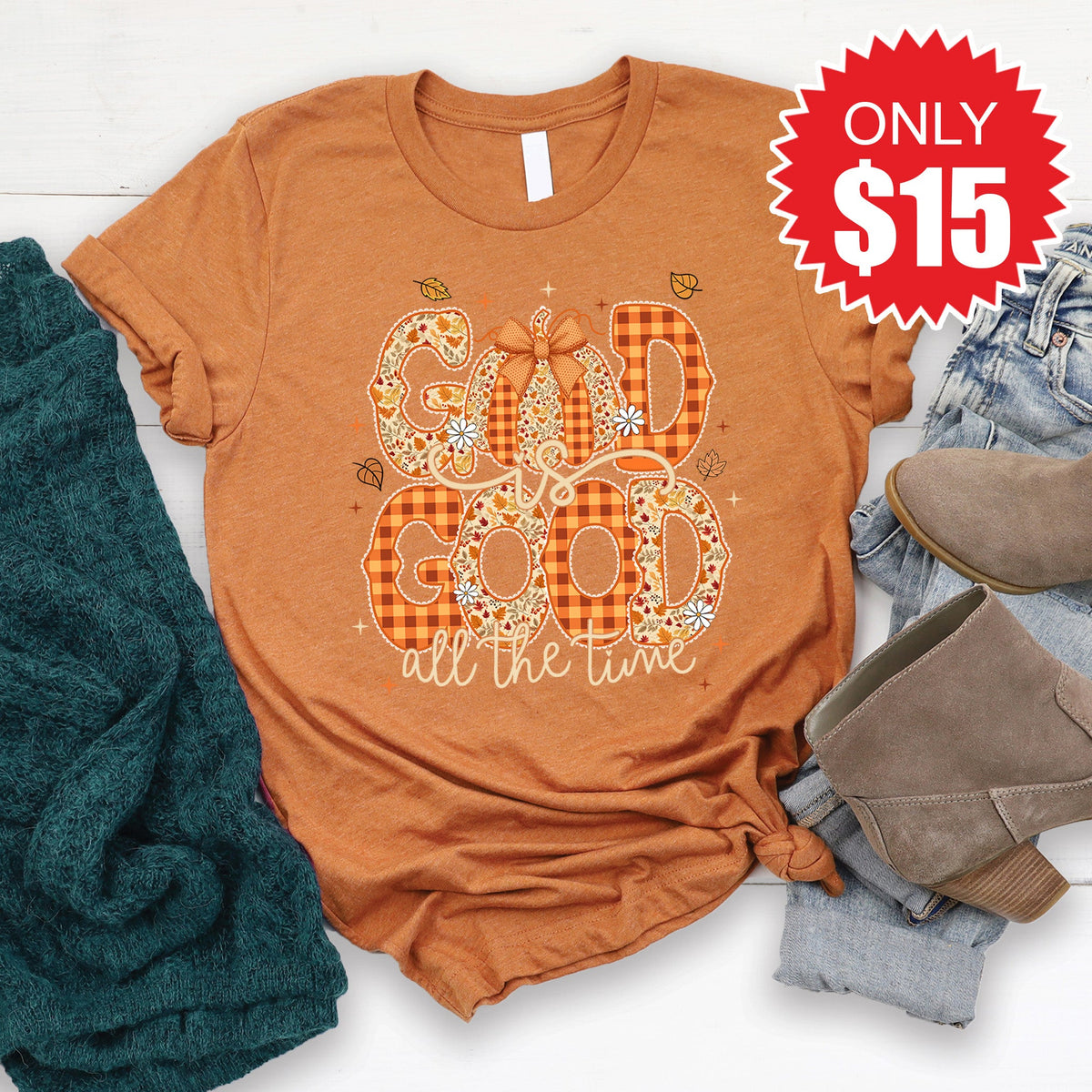 God is Good Fall Tee - Heather Autumn - 15 product image 1