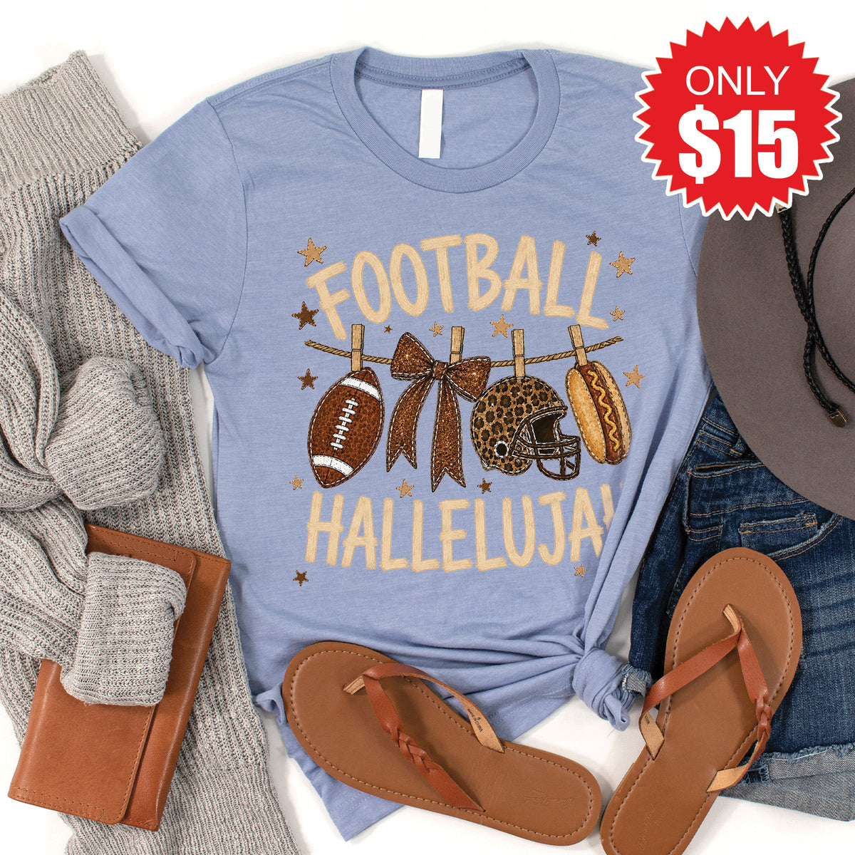 Football Hallelujah Tee - Heather Blue - 15 product image 1
