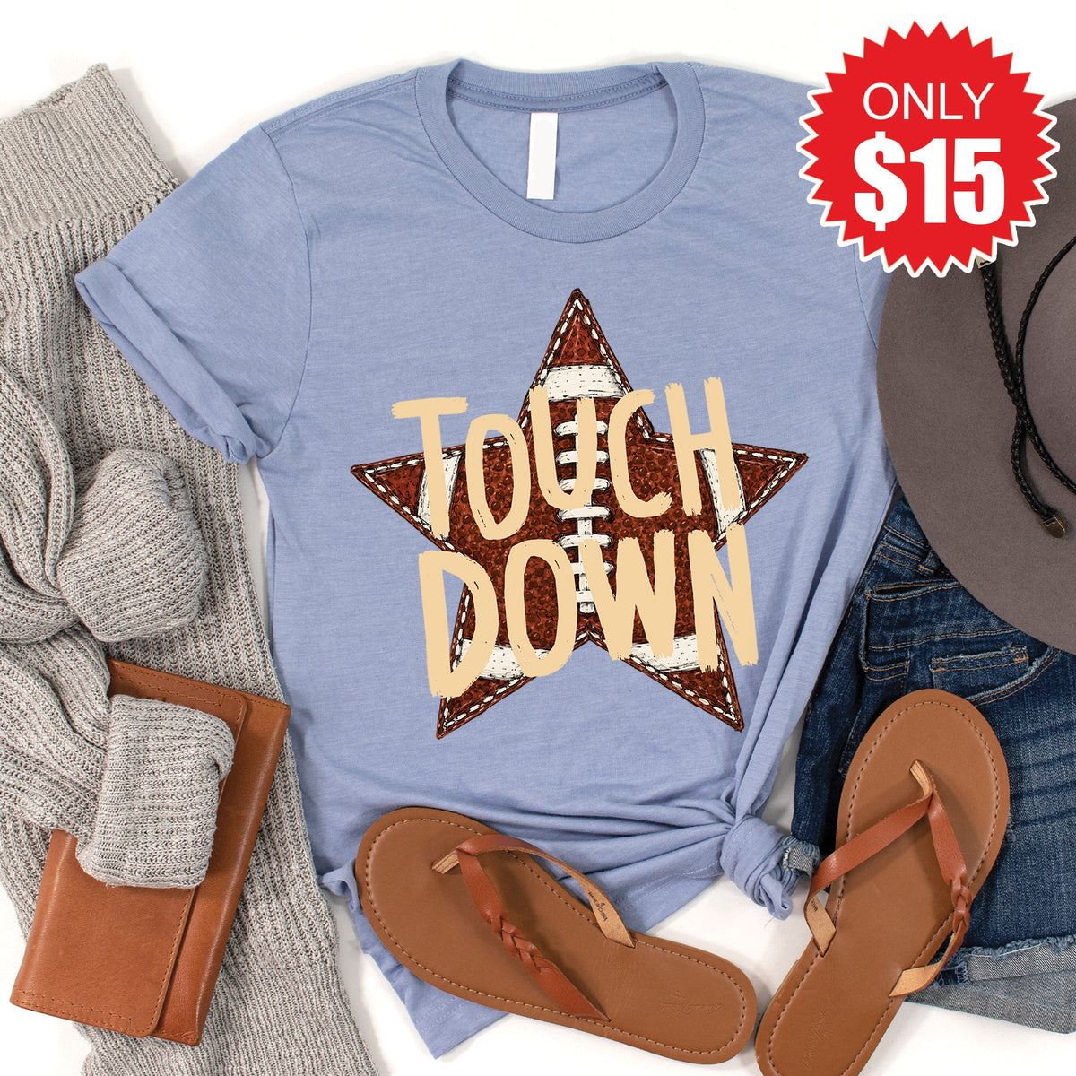 Touch Down Star Tee - Heather Blue - 15 product image 1