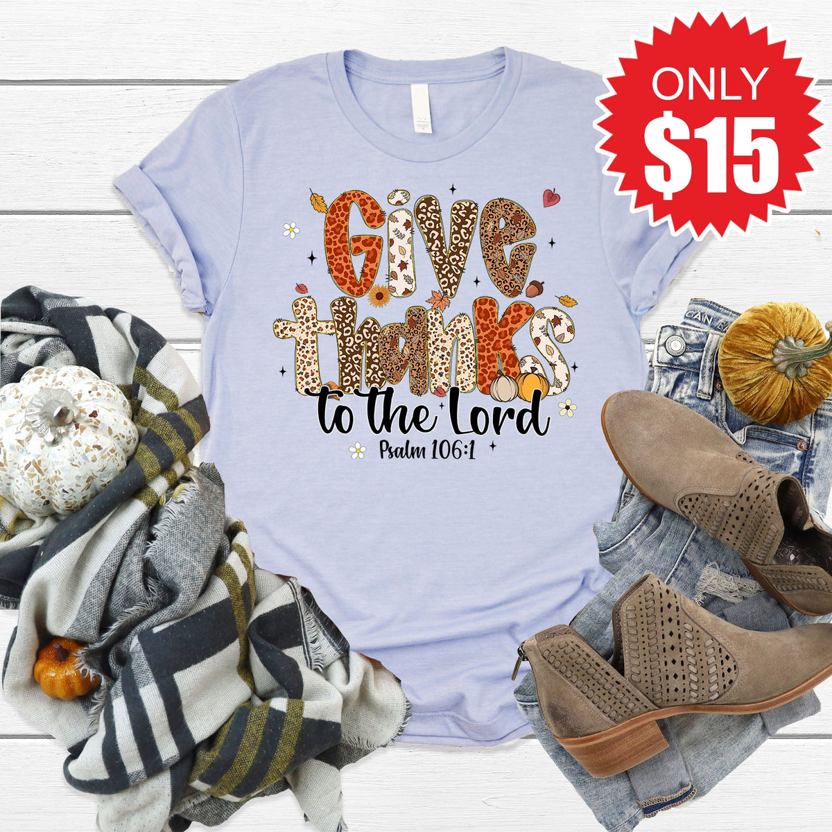Give Thanks Tee - Heather Blue - 15 product image 1