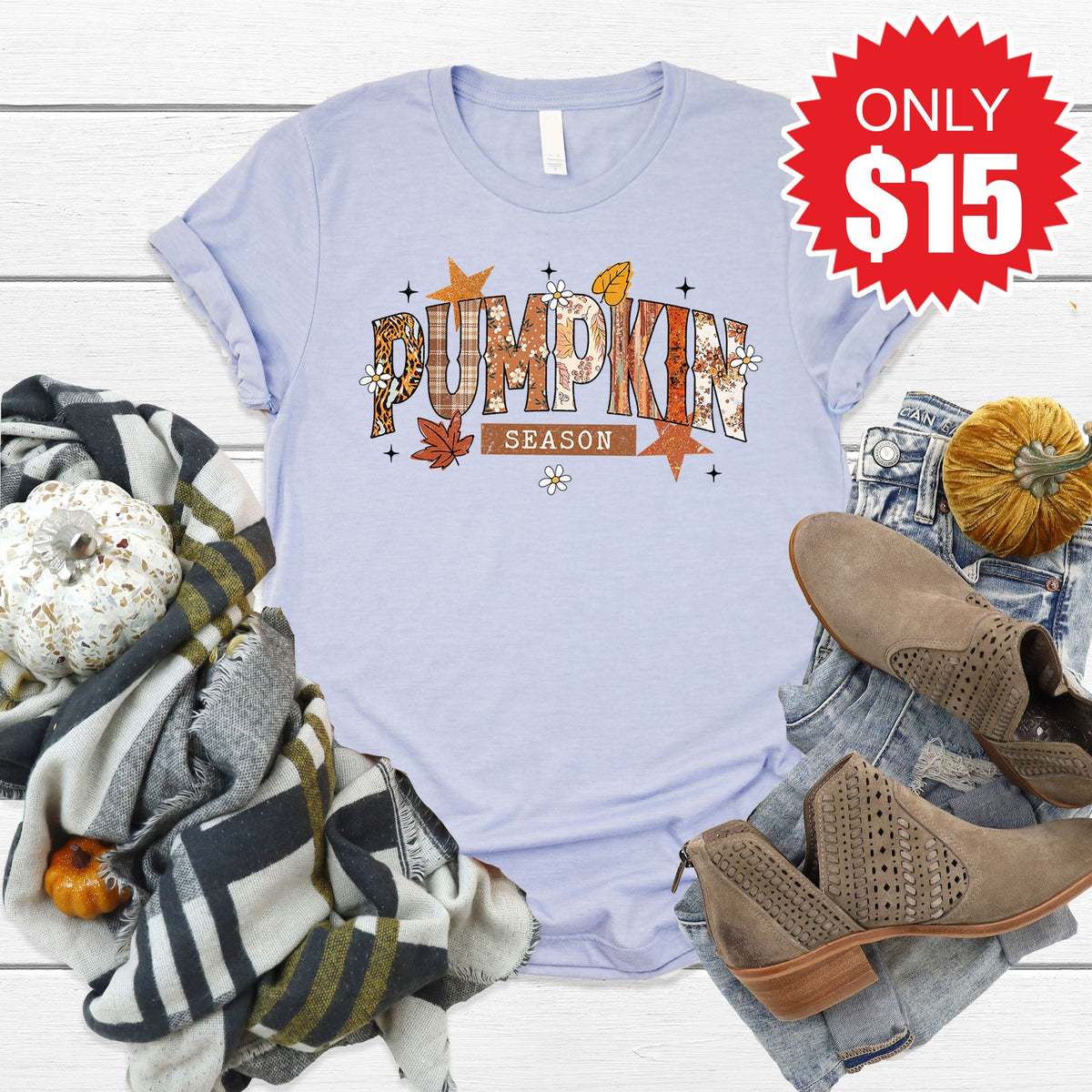 Pumpkin Season Tee - Heather Blue - 15 product image 1
