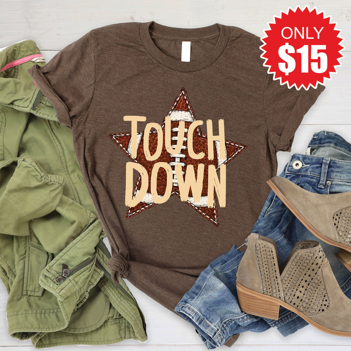 Touch Down Star Tee - Heather Brown - 15 product image 1