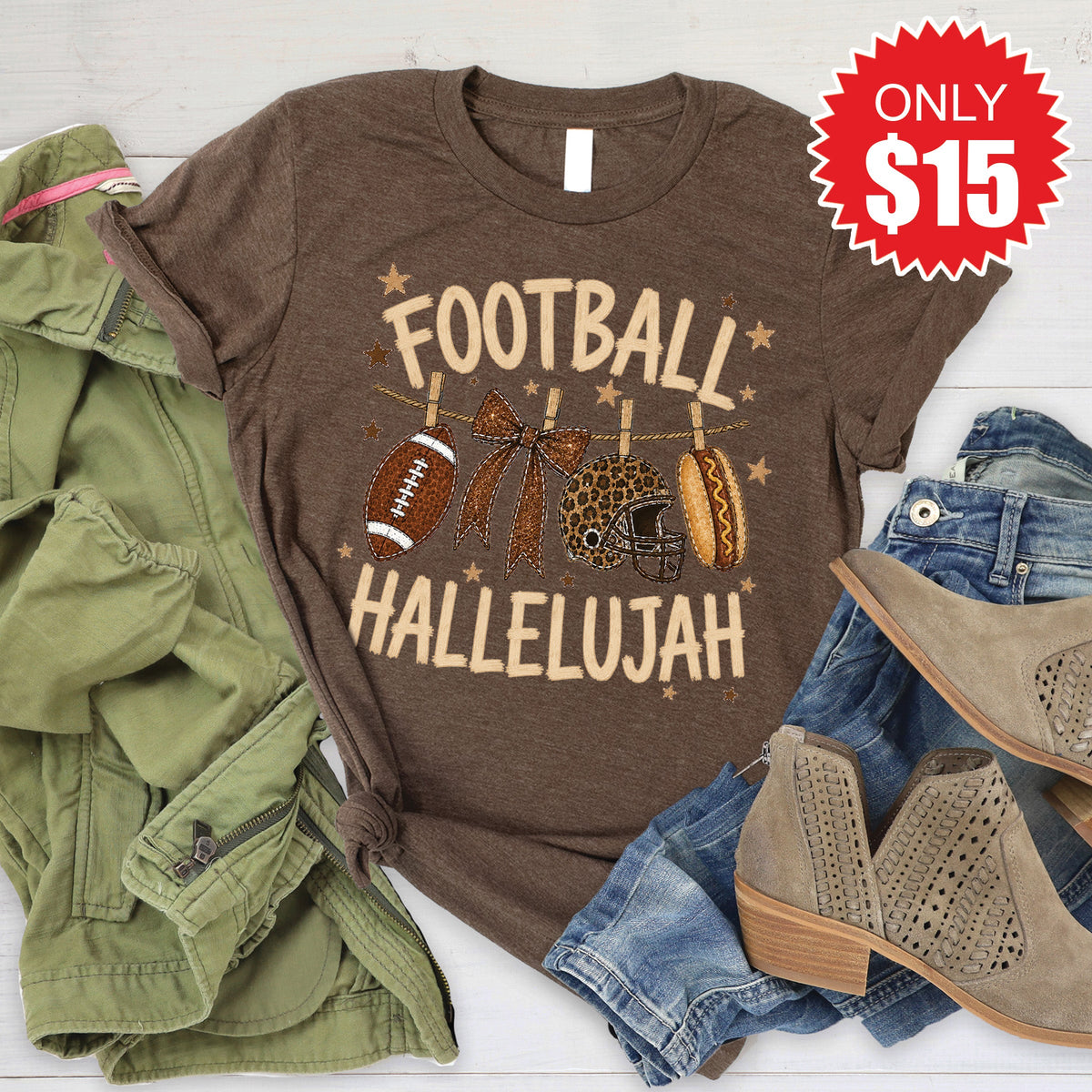 Football Hallelujah Tee - Heather Brown - 15 product image 1
