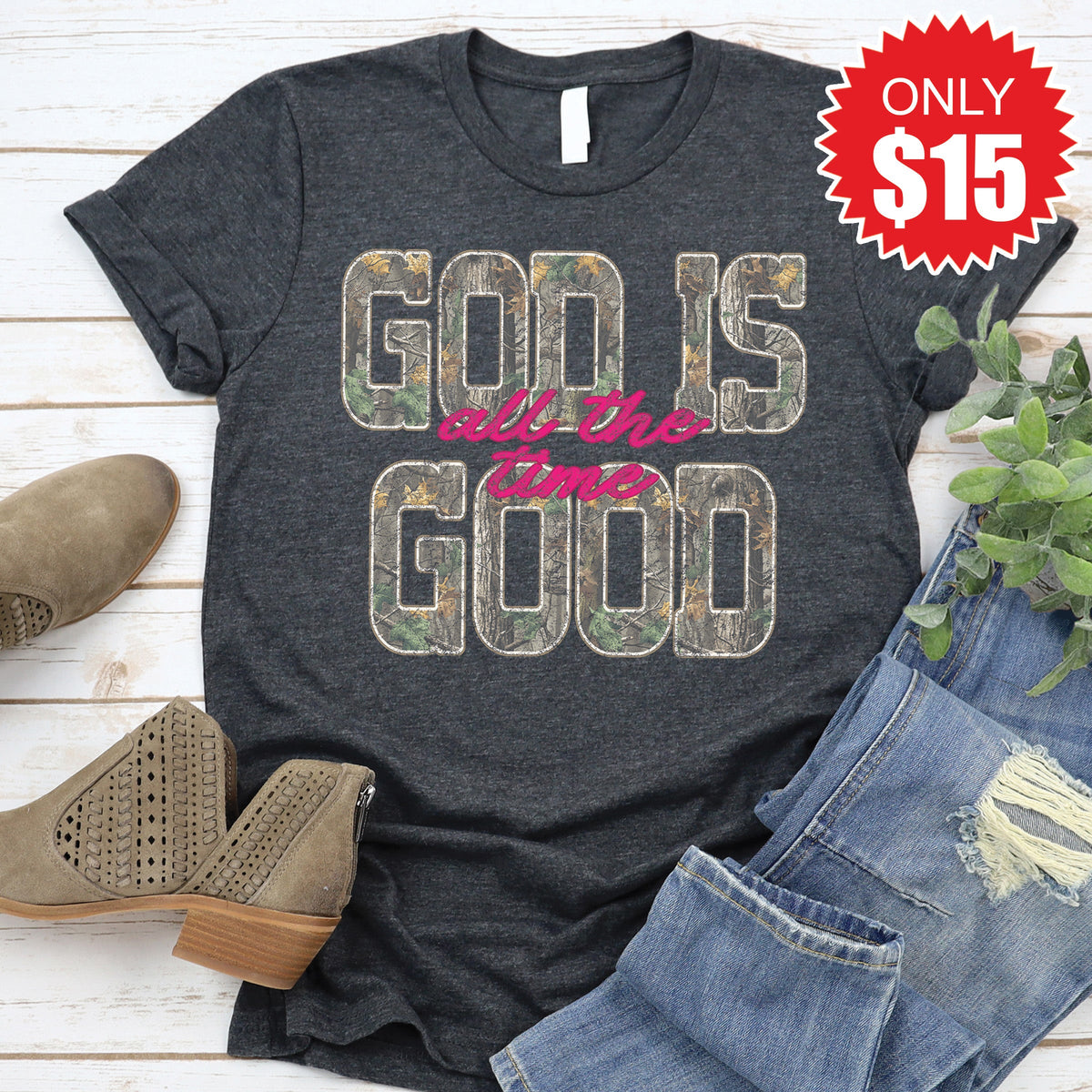 God Is Good Tee - Heather Charcoal - 15 product image 1