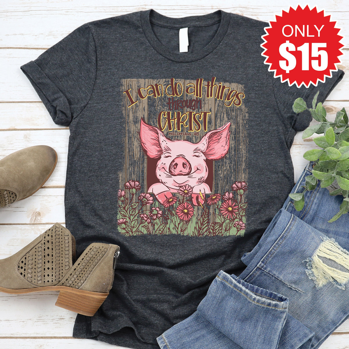I Can Do All Things Tee - Heather Charcoal - 15 product image 1