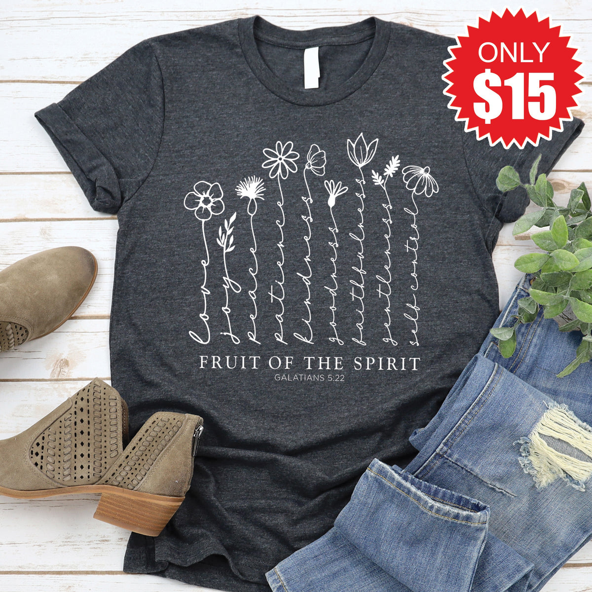 Fruit Of The Spirit Tee - Heather Charcoal - 15 product image 1