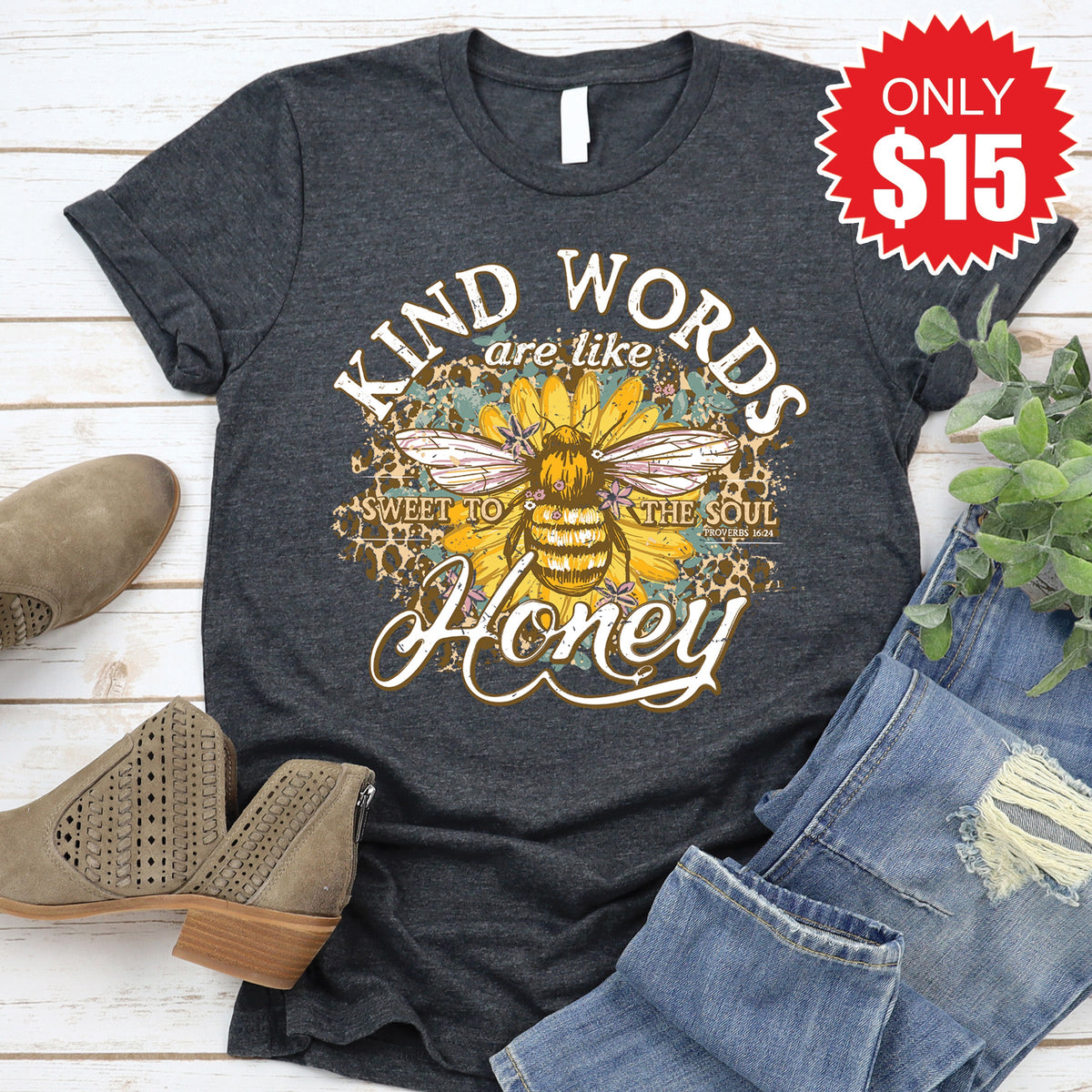 Kind Words Tee - Heather Charcoal - 15 product image 1