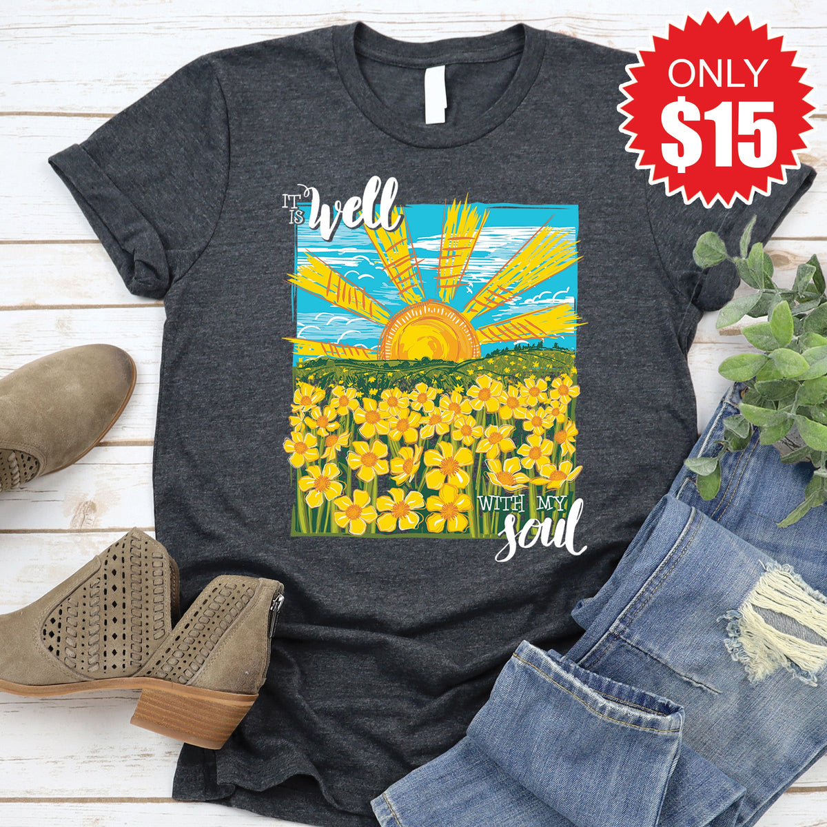 It Is Well Tee - Heather Charcoal - 15 product image 1
