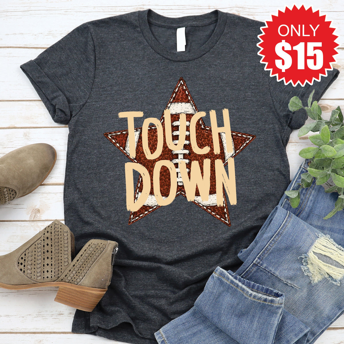 Touch Down Star Tee - Heather Charcoal - 15 product image 1