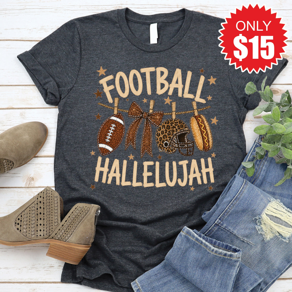 Football Hallelujah Tee - Heather Charcoal - 15 product image 1