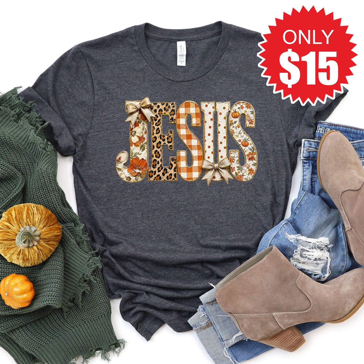 Jesus Tee - Heather Charcoal - 15 product image 1