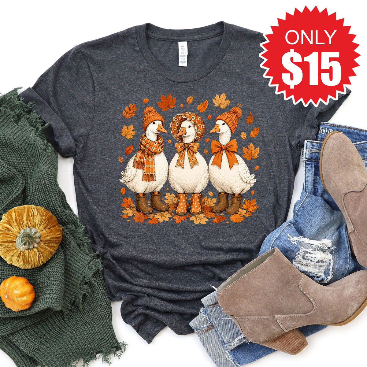 Fall Geese Tee - Heather Charcoal - 15 product image 1