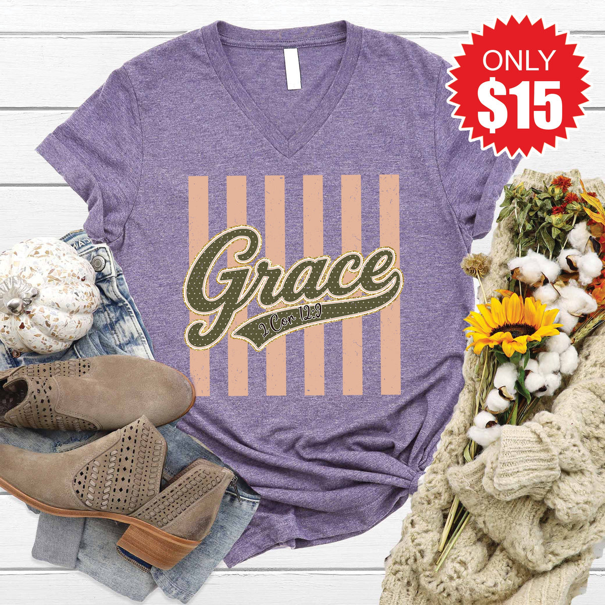 Grace V-Neck - Heather Deep Purple - 15