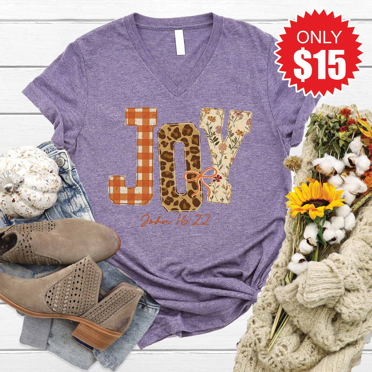 Joy V-Neck - Heather Deep Purple - 15