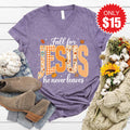 Fall For Jesus V-Neck - Heather Deep Purple - 15