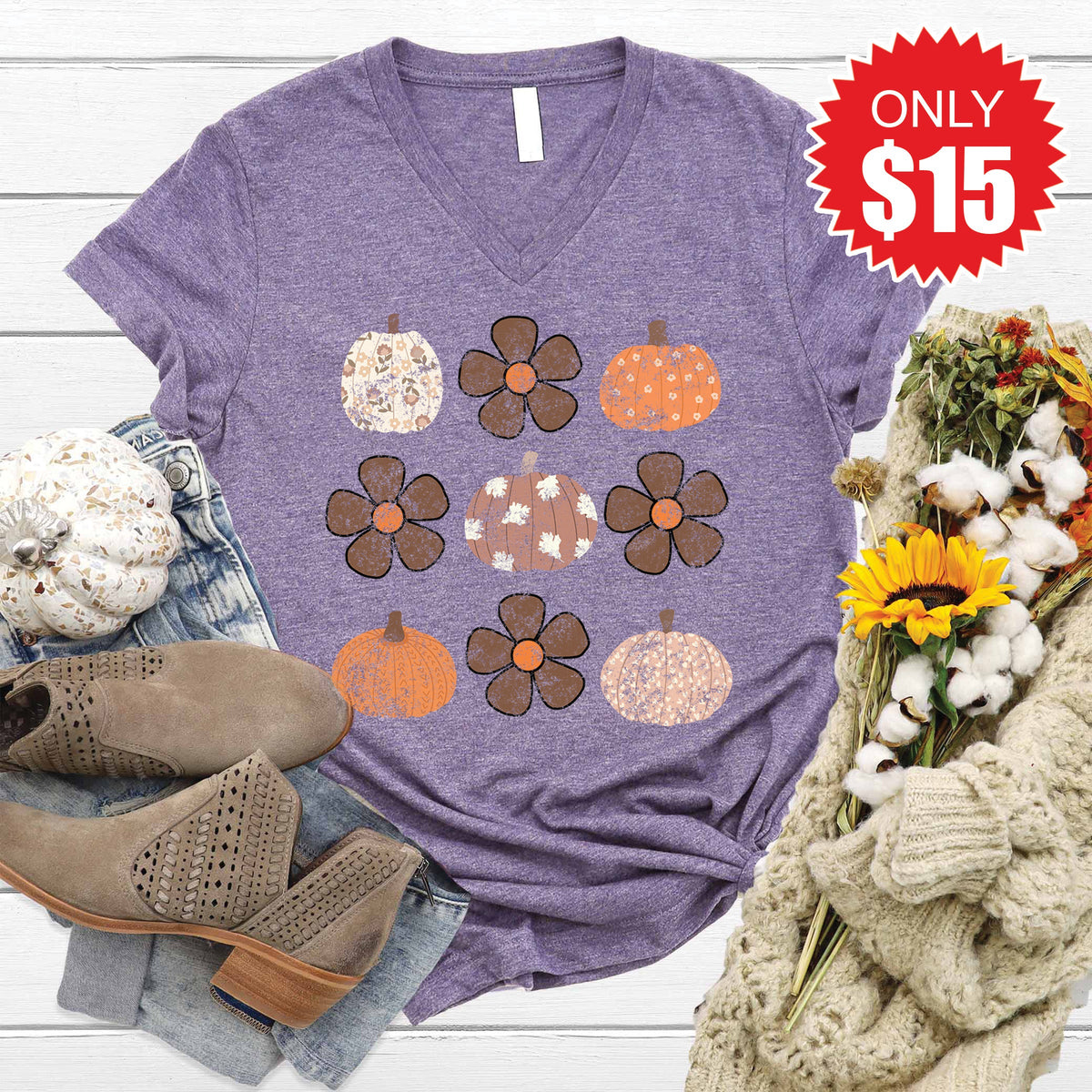 Fall V-Neck - Heather Deep Purple - 15