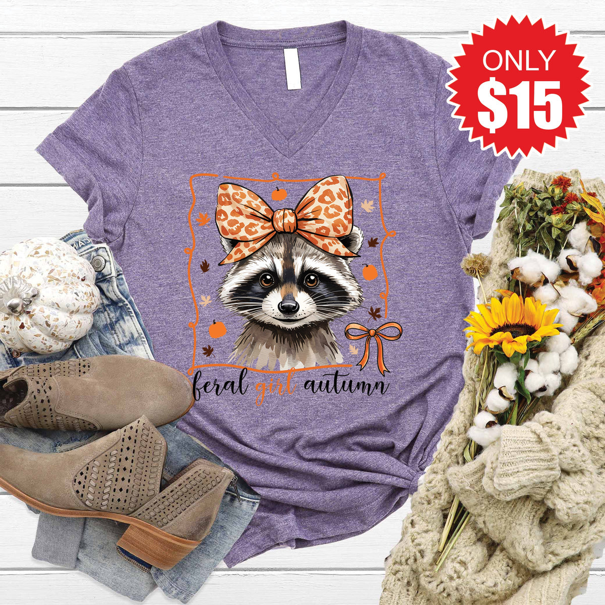 Feral Girl Autumn V-Neck - Heather Deep Purple - 15