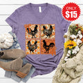 Chicken Patchwork V-Neck - Heather Deep Purple - 15
