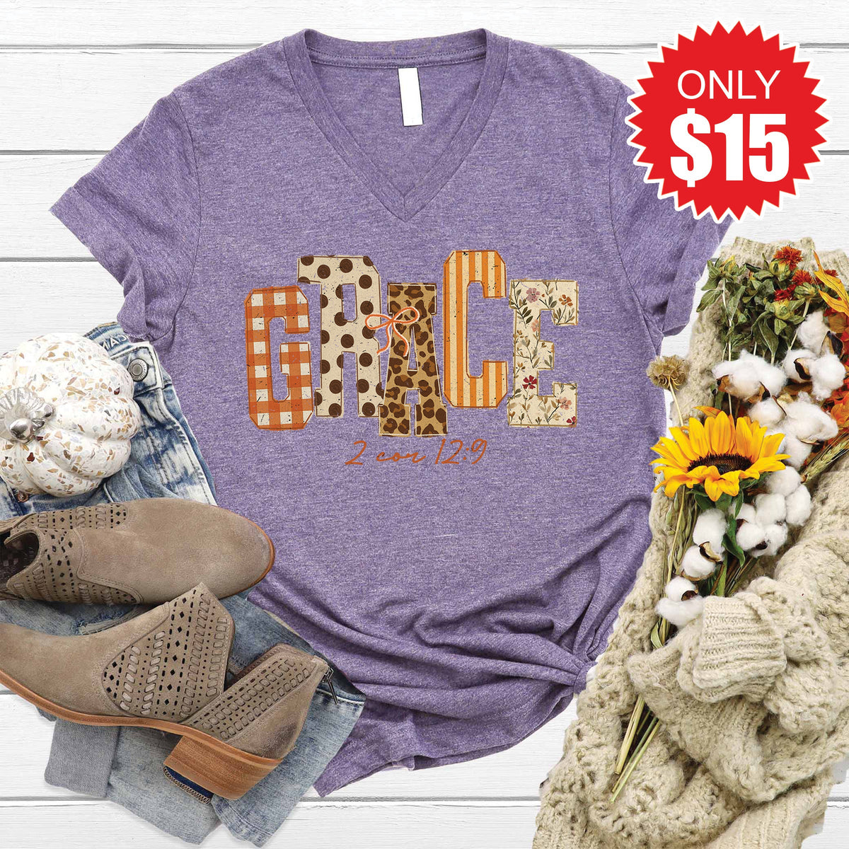 Grace V-Neck - Heather Deep Purple - 15