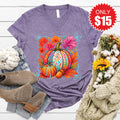 Pumpkins V-Neck - Heather Deep Purple - 15
