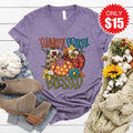 Thankful Grateful Blessed Fall V-Neck - Heather Deep Purple - 15