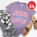 Jesus And Coffee V-Neck - Heather Deep Purple - 15