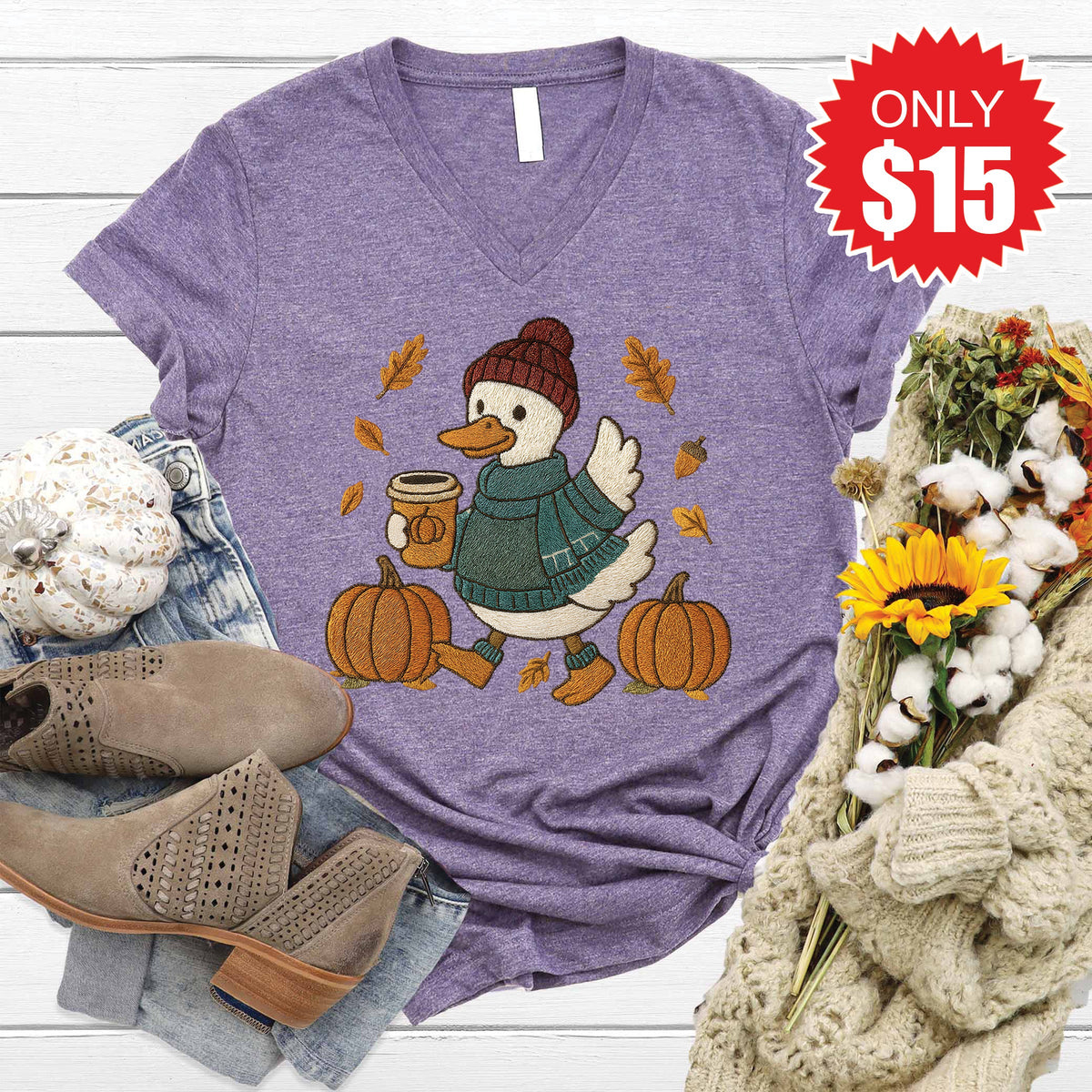 Bruh Its Fall V-Neck - Heather Deep Purple - 15