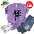 Jesus Loves You V-Neck - Heather Grape - 15