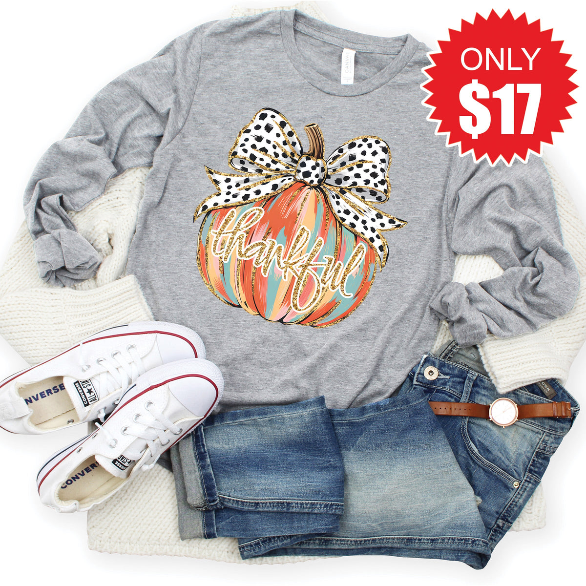 Thankful Long Sleeve - Heather Grey - 17 product image 1