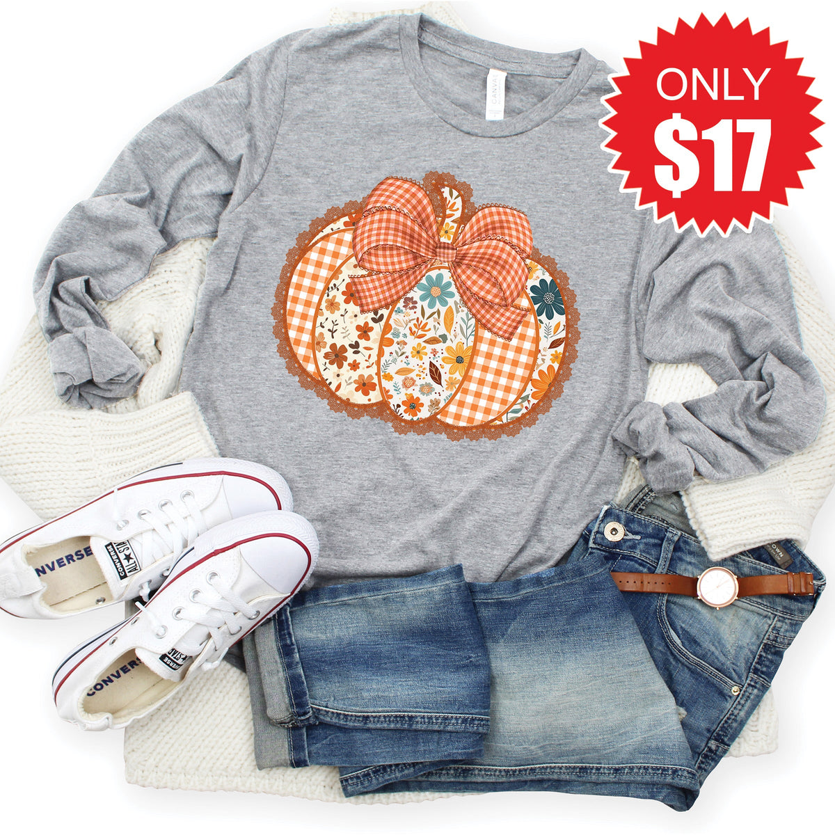 Pumpkin Long Sleeve - Heather Grey - 17 product image 1