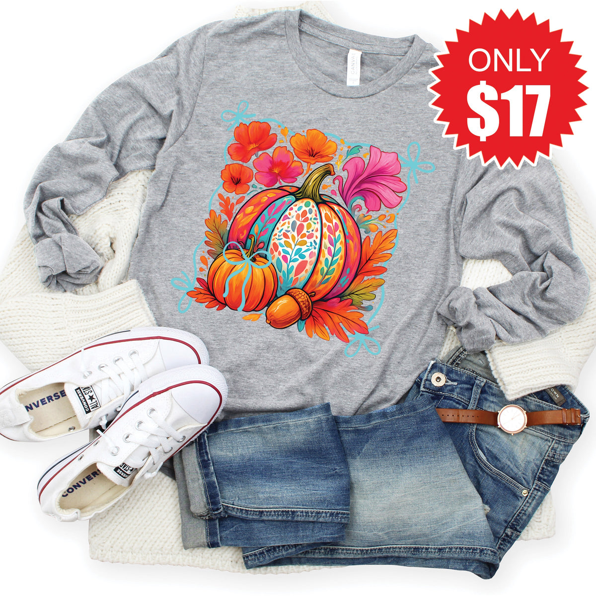 Pumpkins Long Sleeve - Heather Grey - 17 product image 1