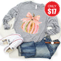 Pink Pumpkin Long Sleeve - Heather Grey - 17 product image 1