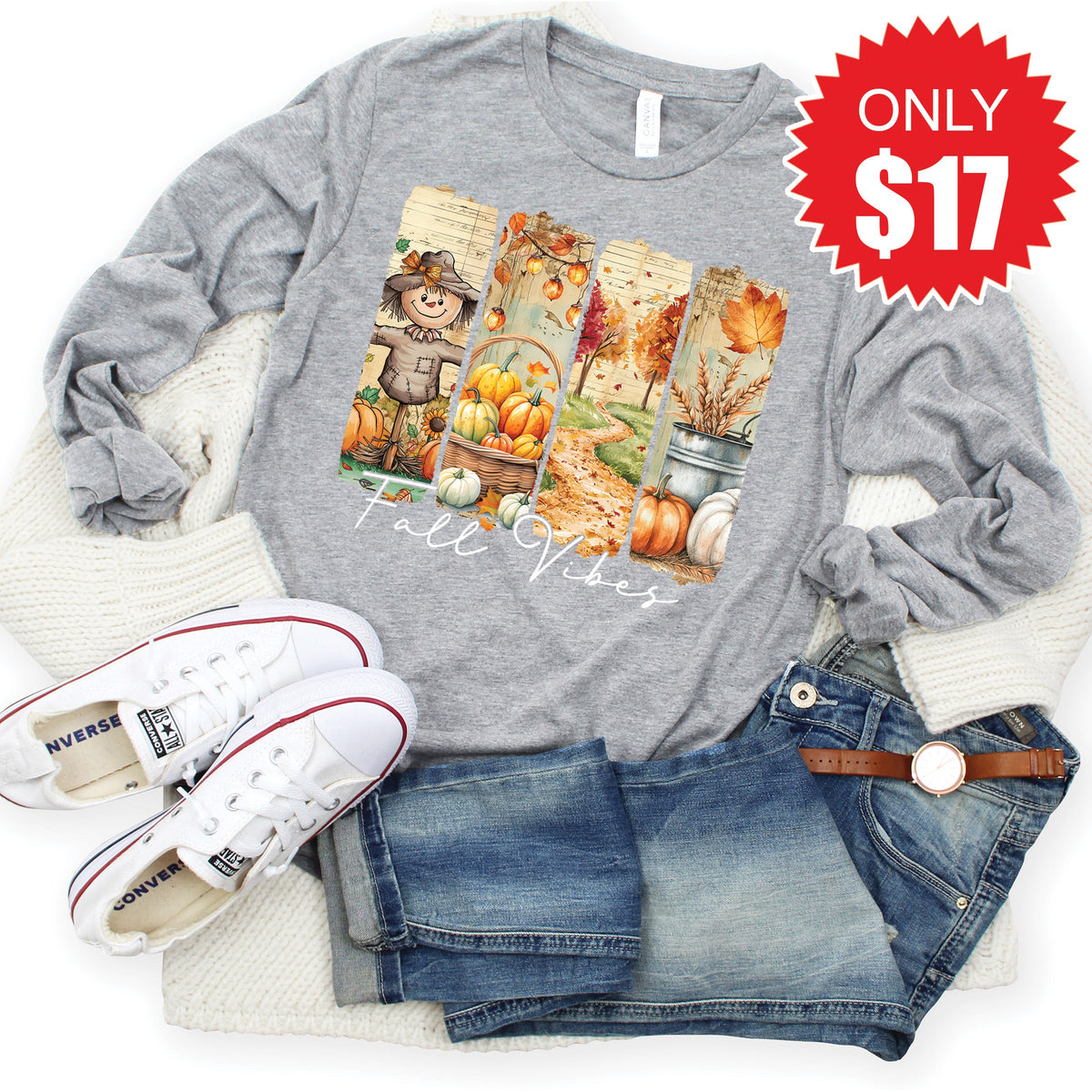Fall Vibes Long Sleeve - Heather Grey - 17 product image 1