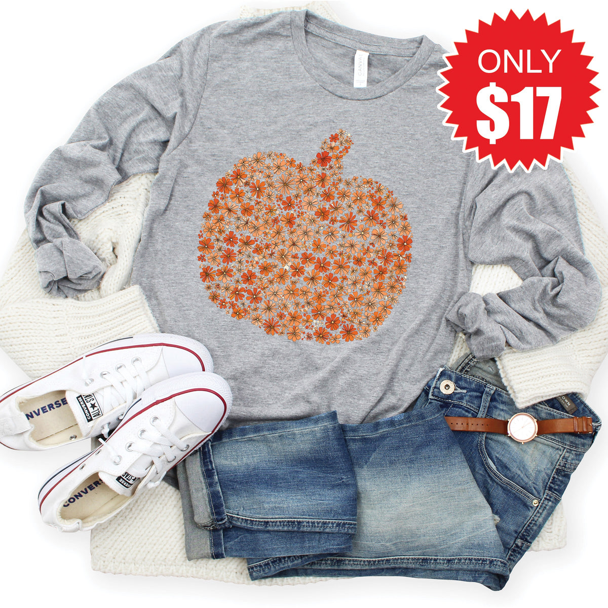 Pumpkin Long Sleeve - Heather Grey - 17 product image 1
