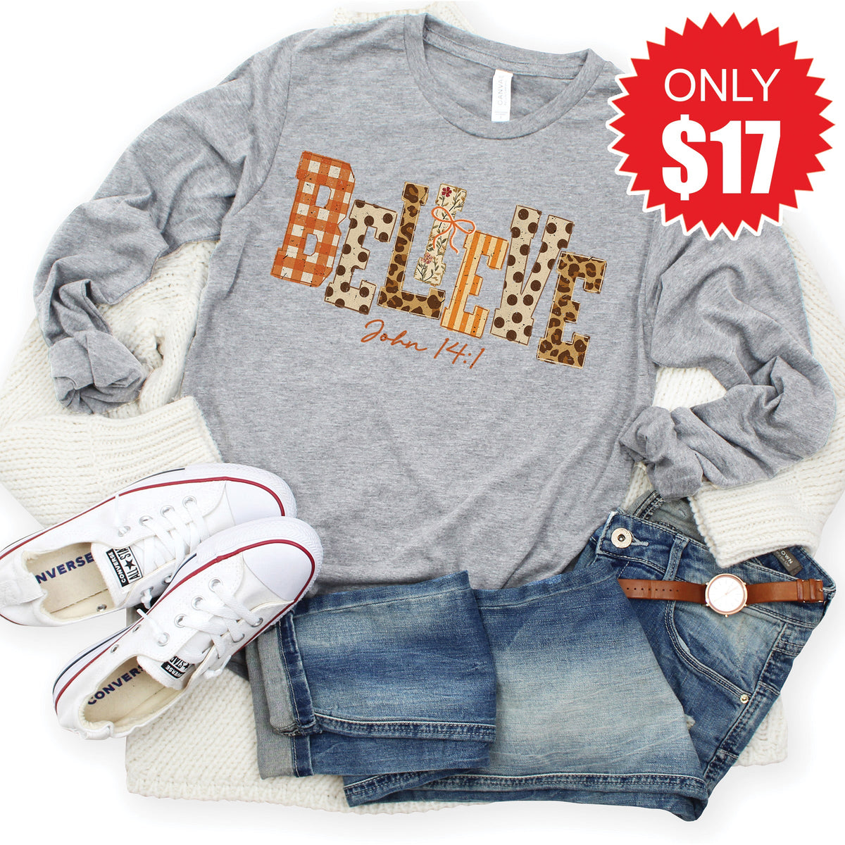 Believe Long Sleeve - Heather Grey - 17 product image 1