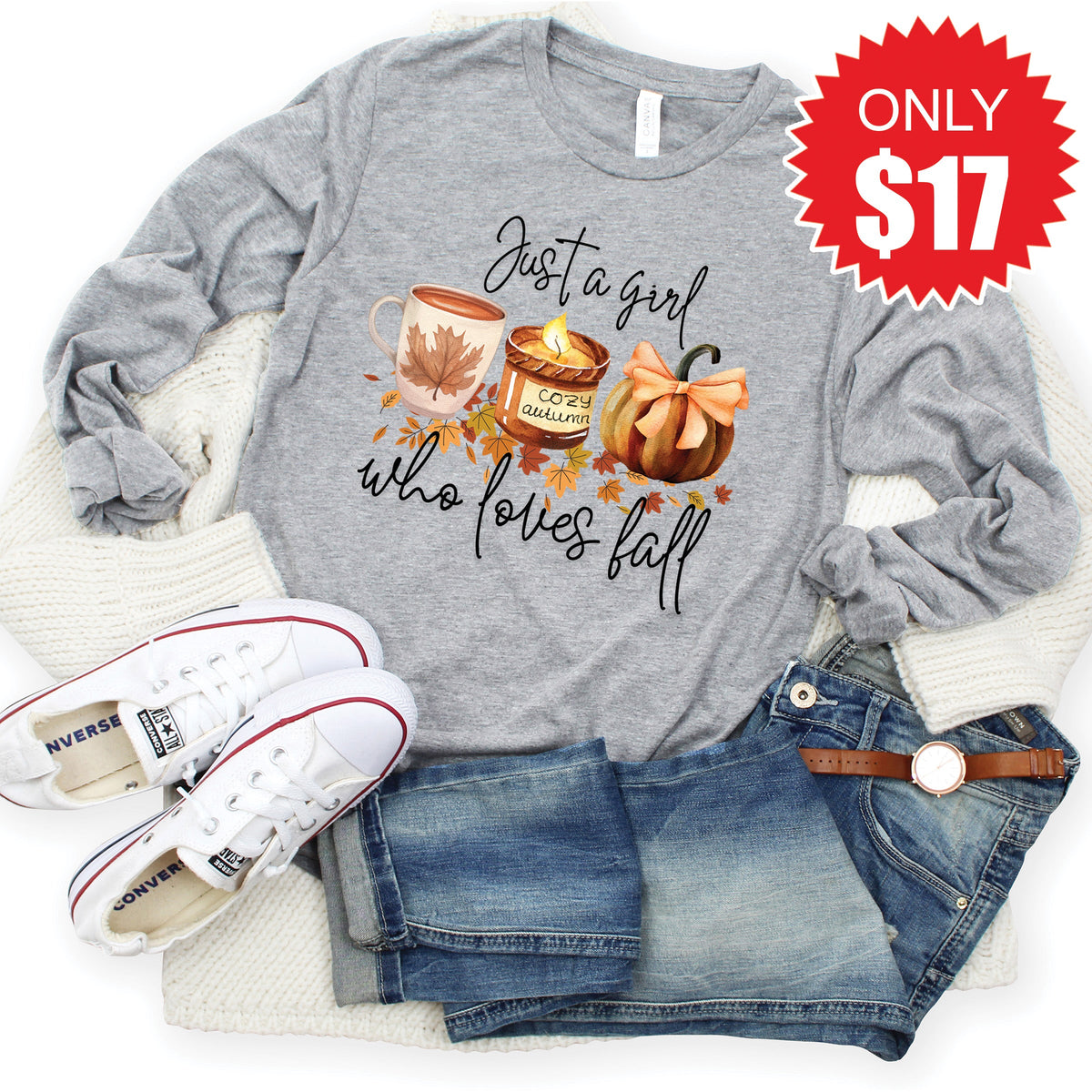 Just a Girl Long Sleeve - Heather Grey - 17 product image 1