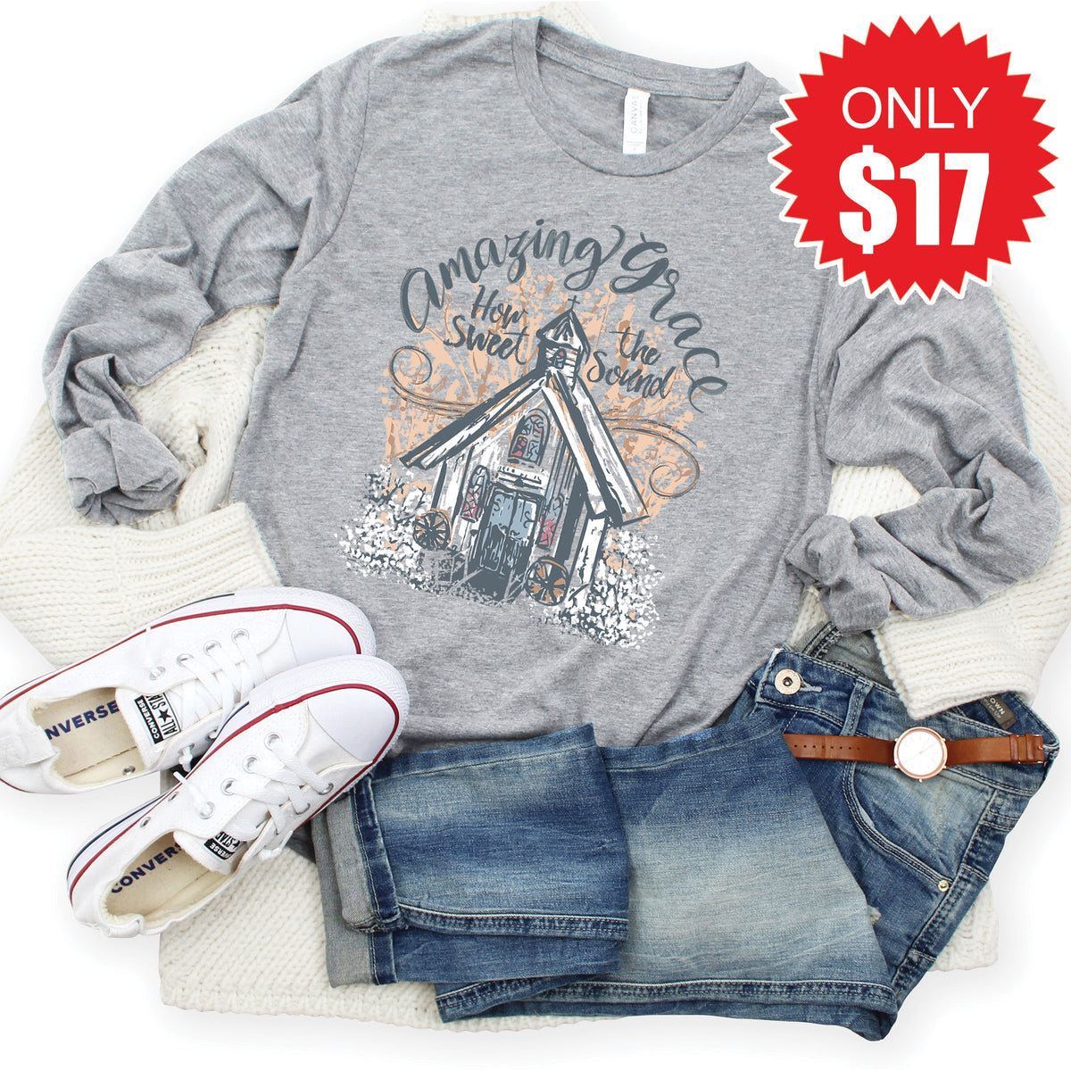 Amazing Grace Long Sleeve - Heather Grey - 17 product image 1