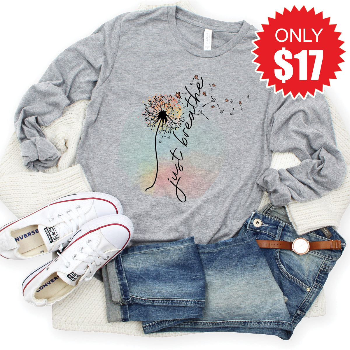 Just Breathe Long Sleeve - Heather Grey - 17 product image 1