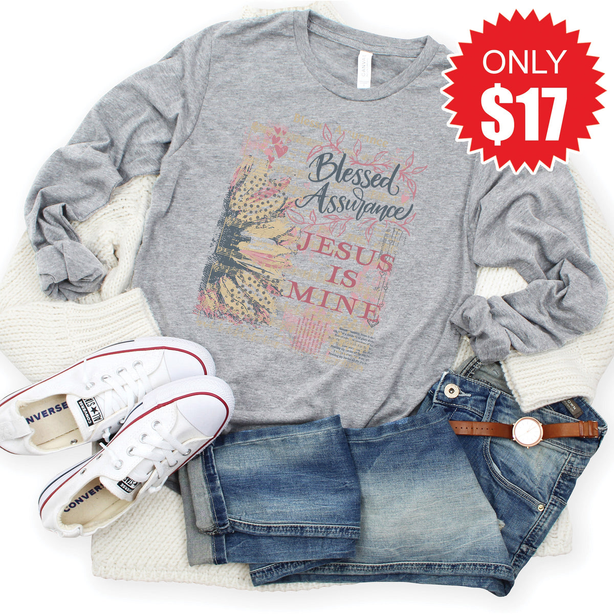 Blessed Assurance Long Sleeve - Heather Grey - 17 product image 1