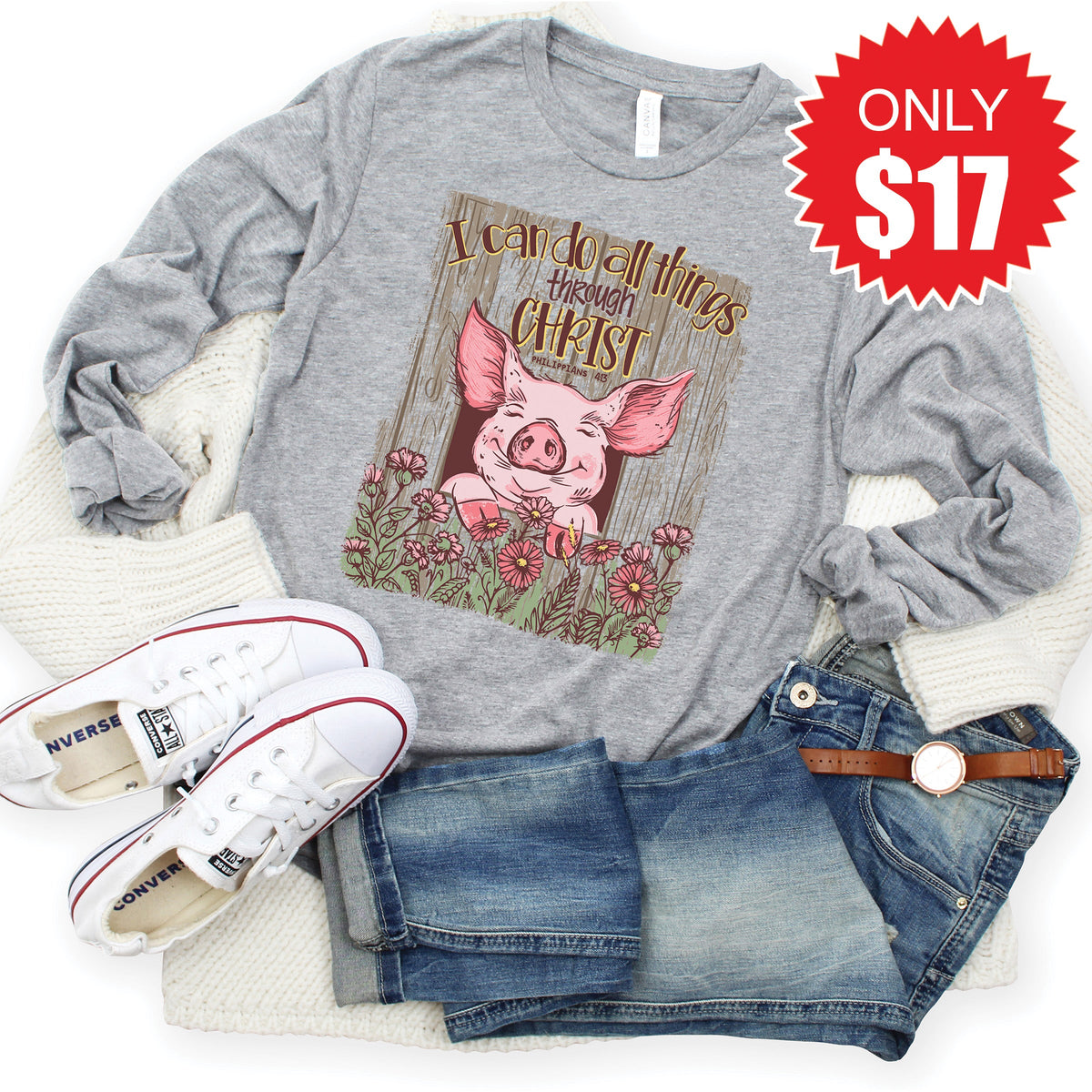 I Can Do All Things Long Sleeve - Heather Grey - 17 product image 1