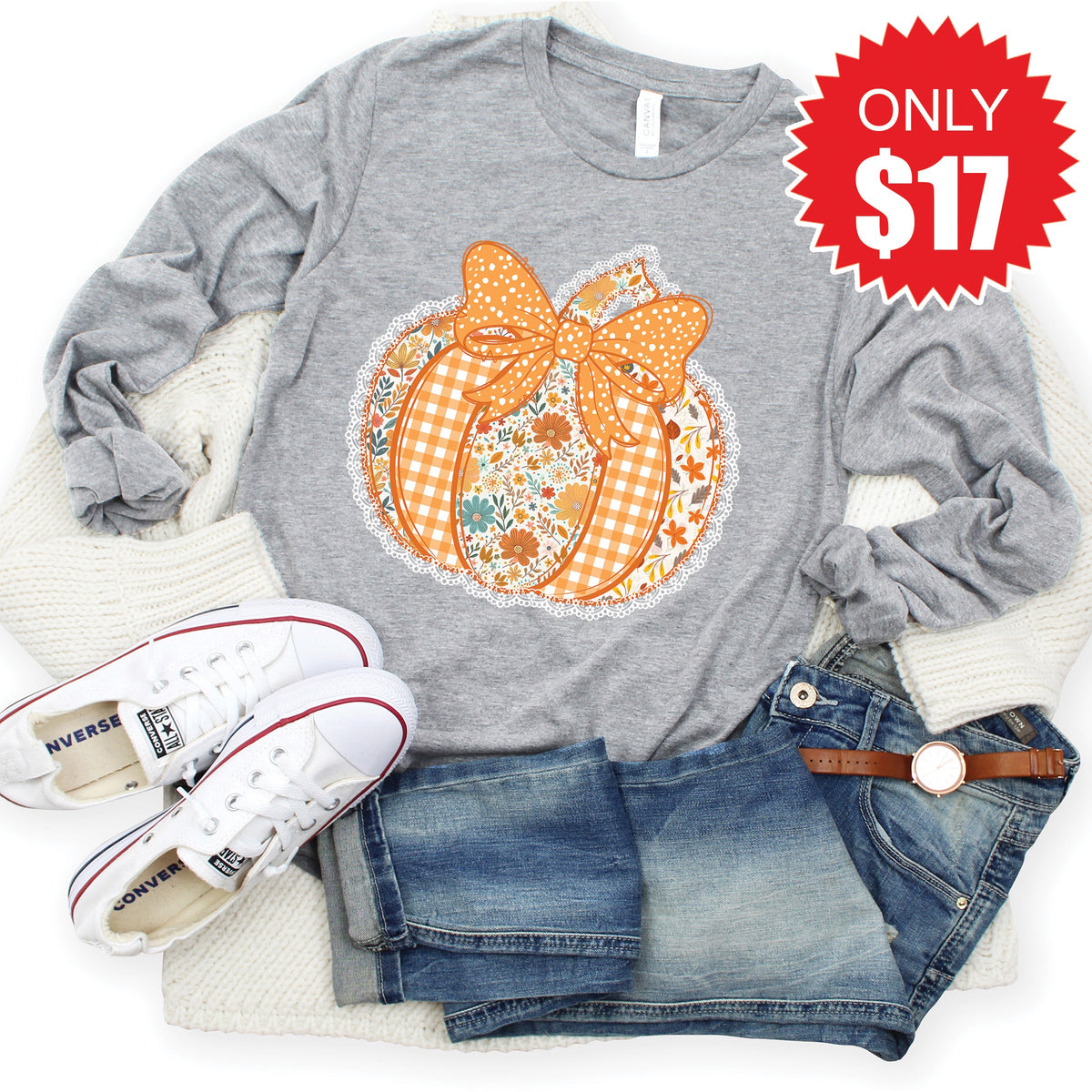 Pumpkin Long Sleeve - Heather Grey - 17 product image 1