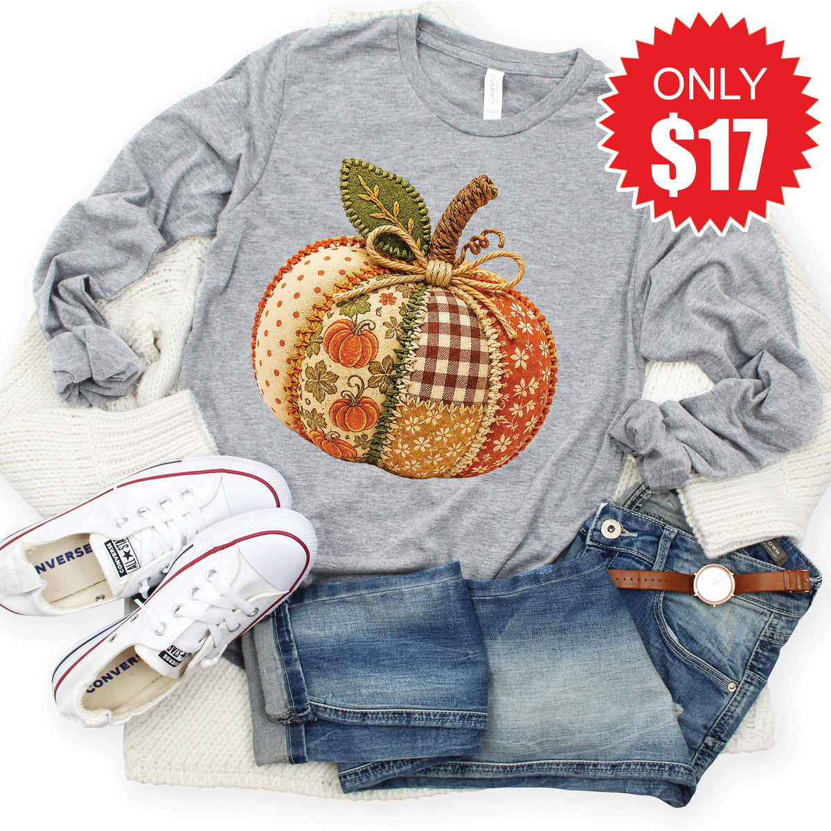Pumpkin Long Sleeve - Heather Grey - 17 product image 1